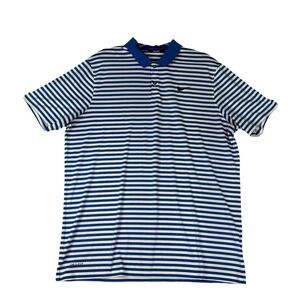 Nike Golf Shirt Mens‎ XL Blue White Stripe Polo Dri Fit Short Sleeve